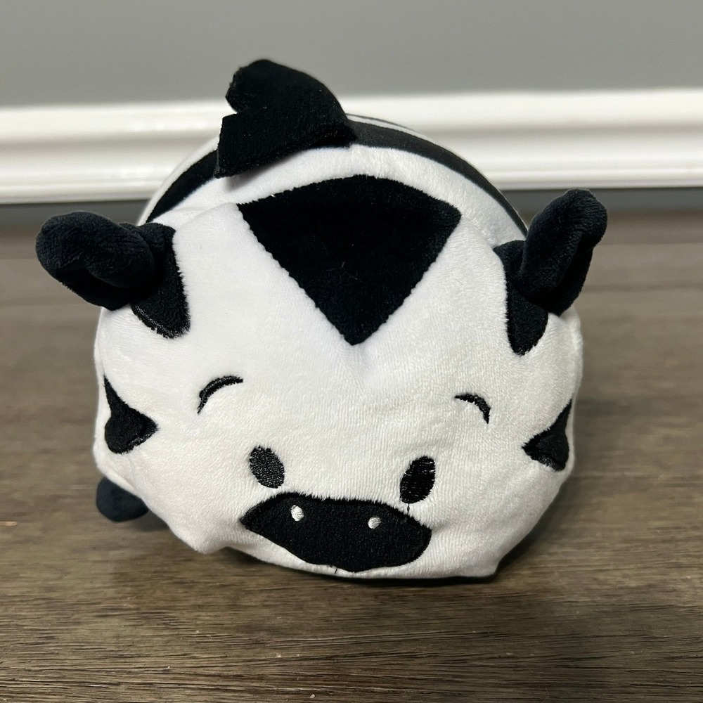 Bun Bun Black and White Cow Plush Stuffed Animal‎ Round Pillow Pal Cute Soft